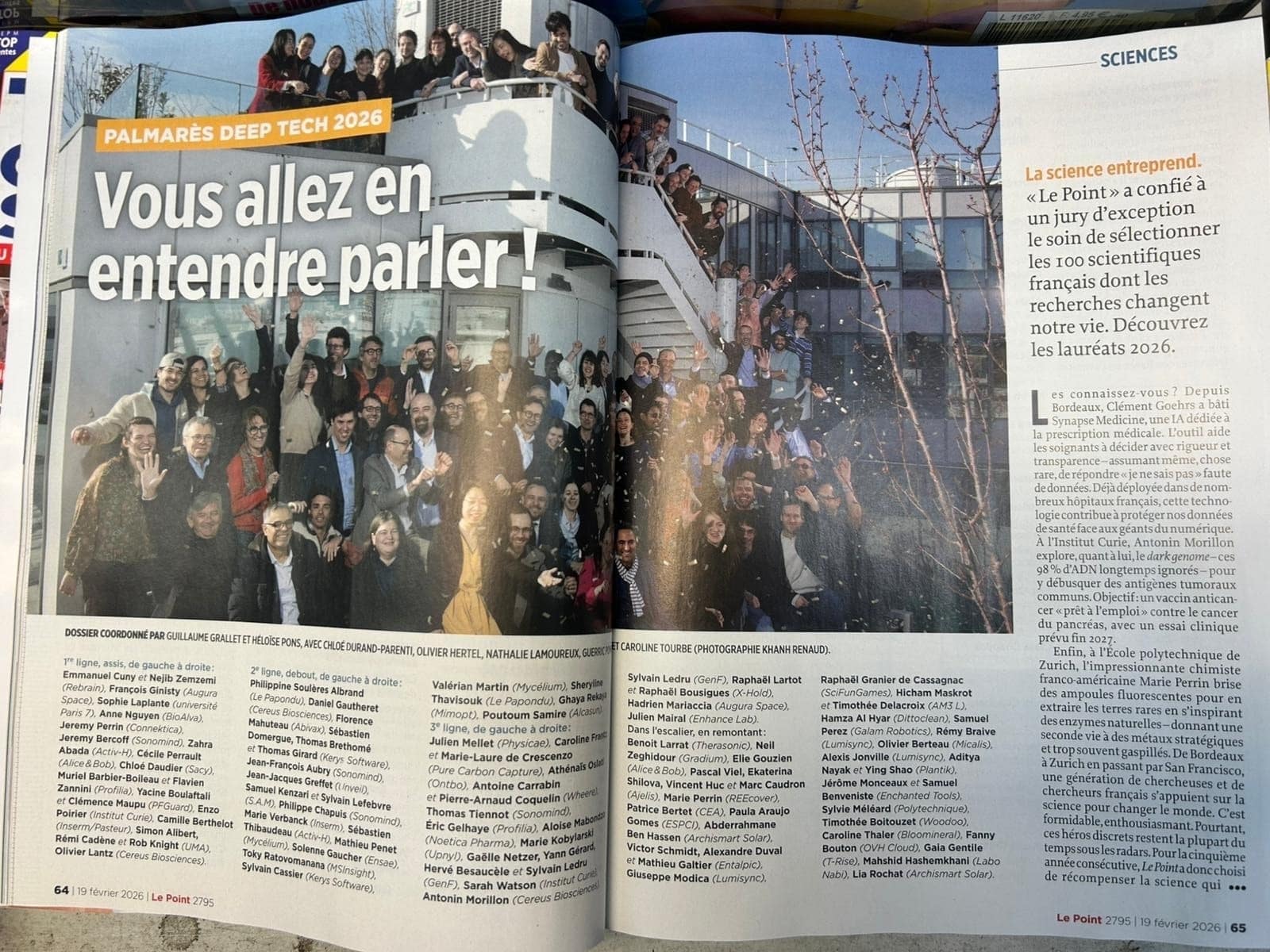 photo du magazine Le Point en version papier, sur les pages mettant en avant le Palmarès des inventeurs 2026